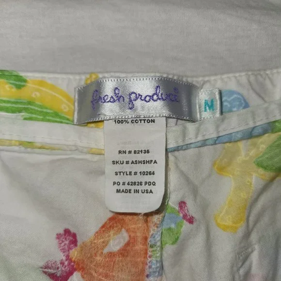 FRESH PRODUCE White Shorts with Colorful Fish Print Hight Rise Size M  LIKE NEW! - Picture 13 of 16